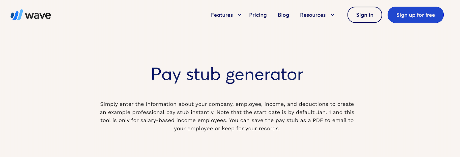 wave financial paystub maker