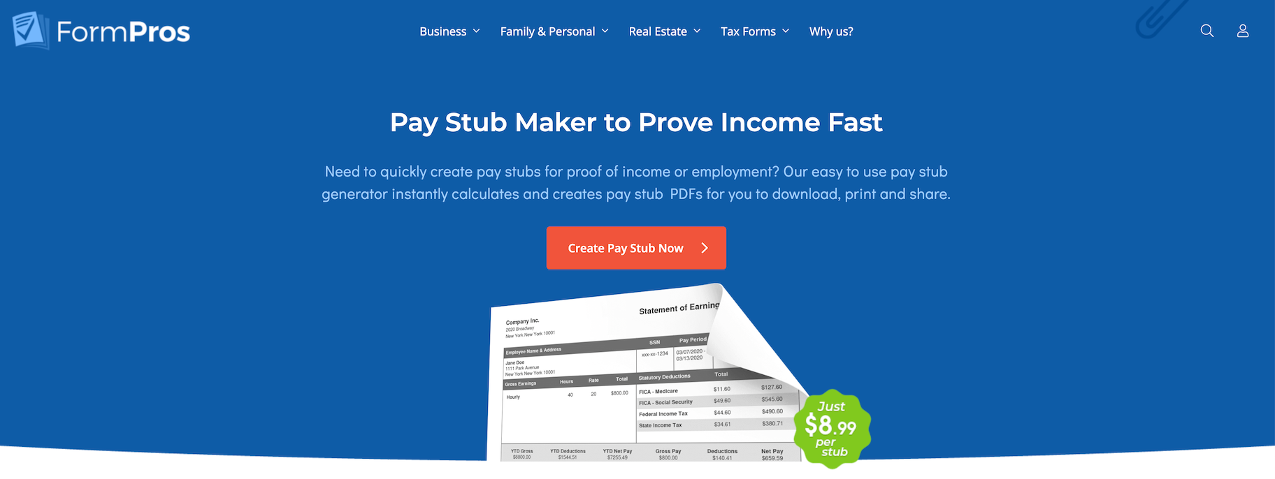 form pros pay stub