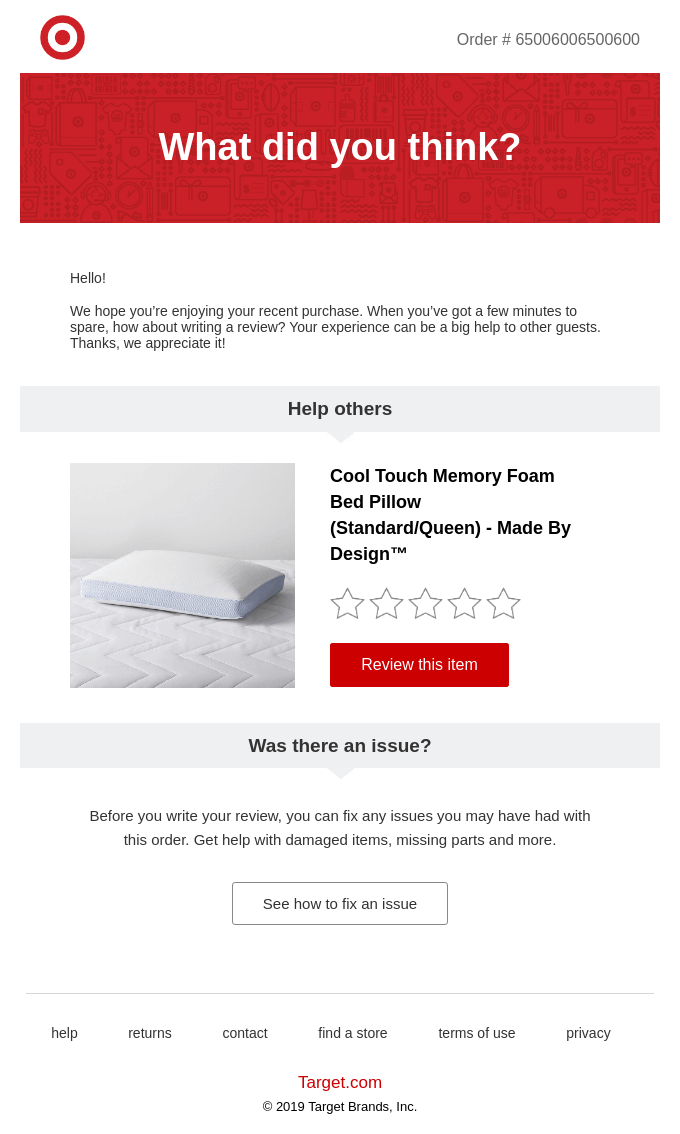 Target survey email example
