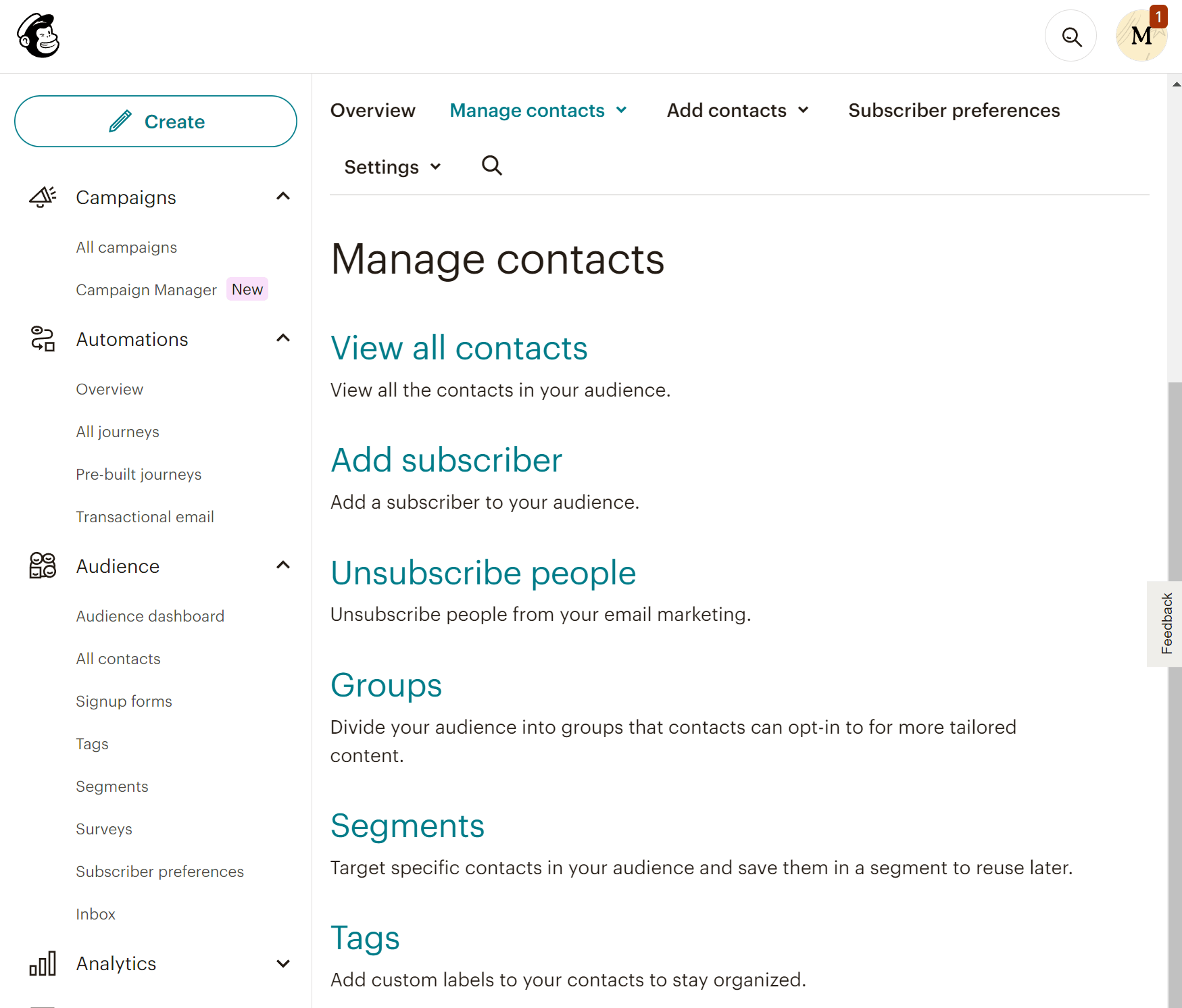 mailchimp contact management