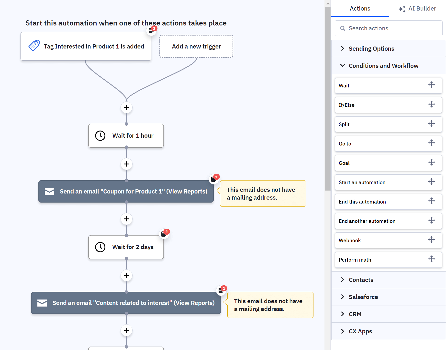 visual workflow editor activecampaign