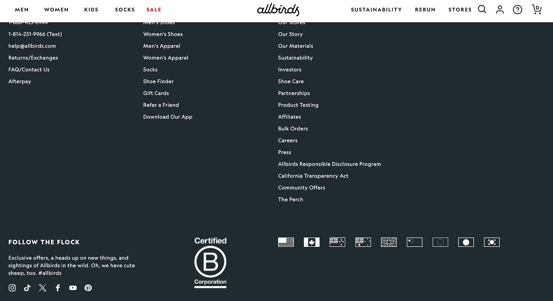 website social media links