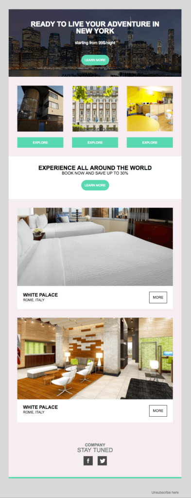 Booking email template by Moosend