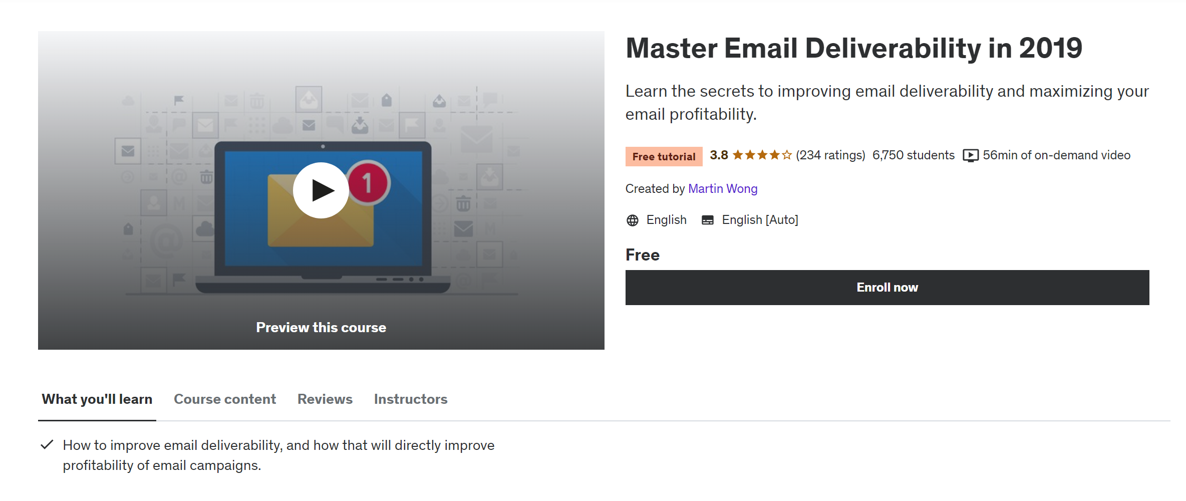 Master Email Deliverability in 2019 via Udemy