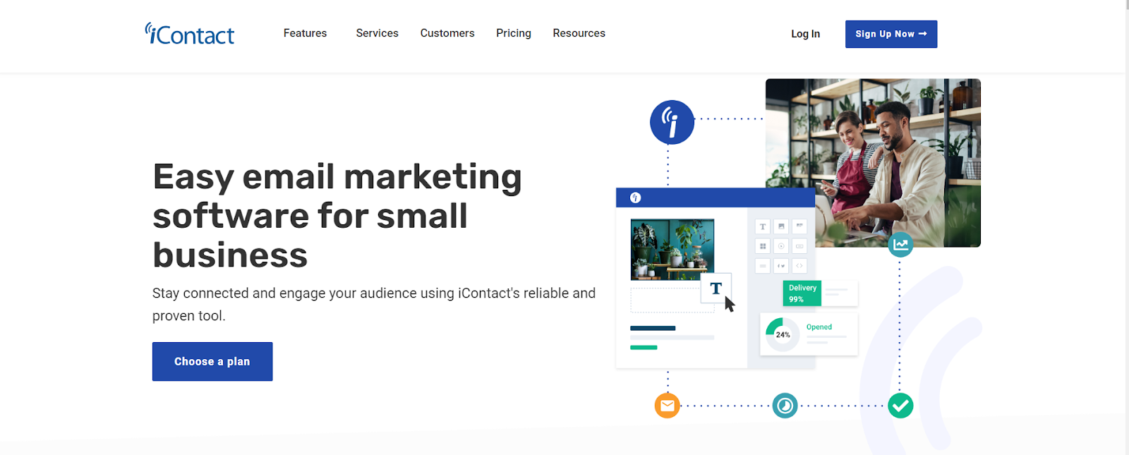 icontact email marketing platform homepage