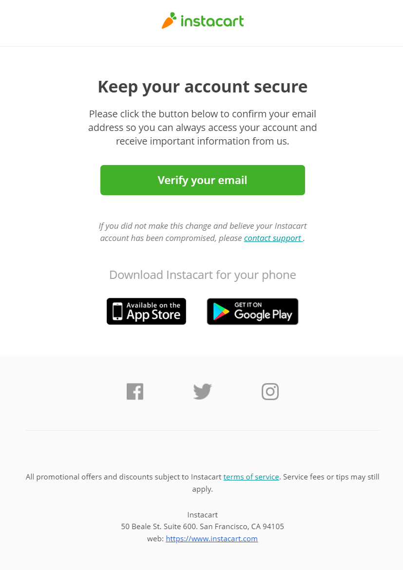 instacart email verification example